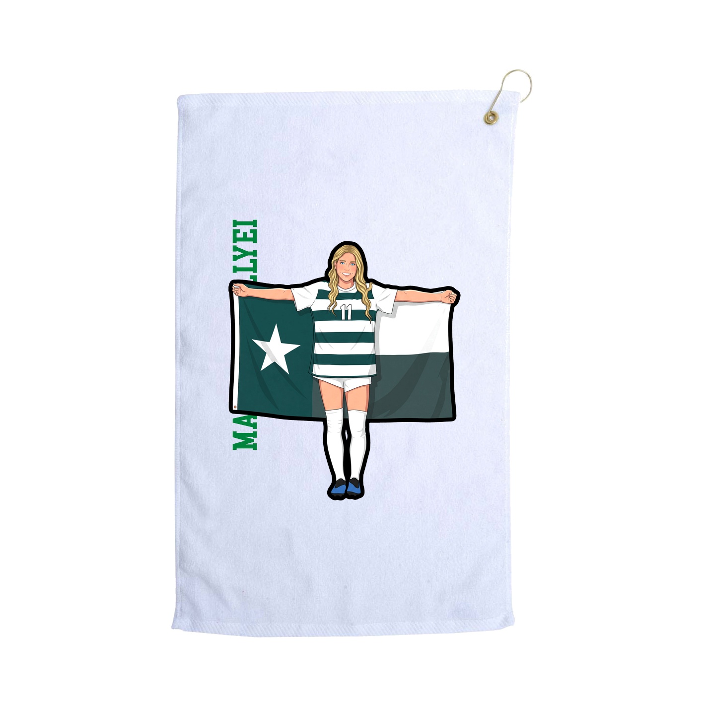 Golf Towel — Name Vertical in White