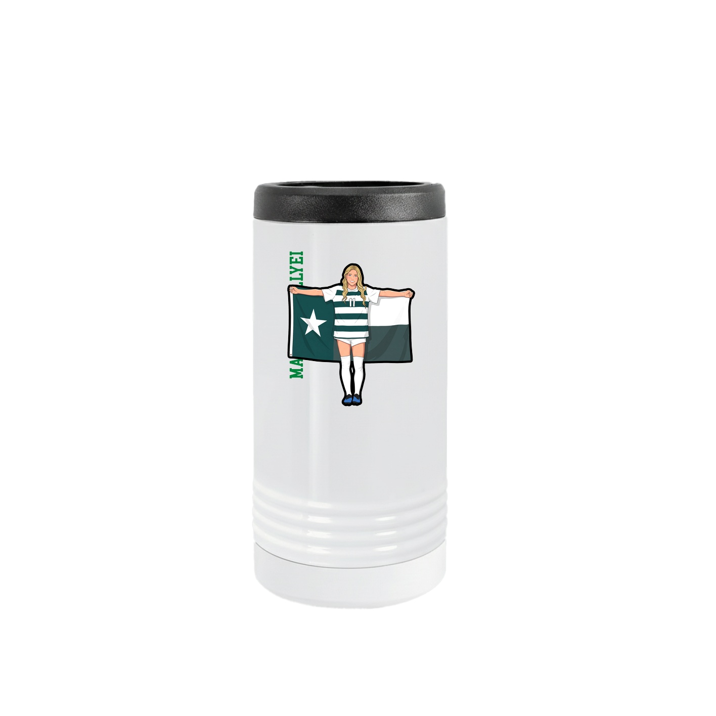 Slim Beverage Holder — Name Vertical in White