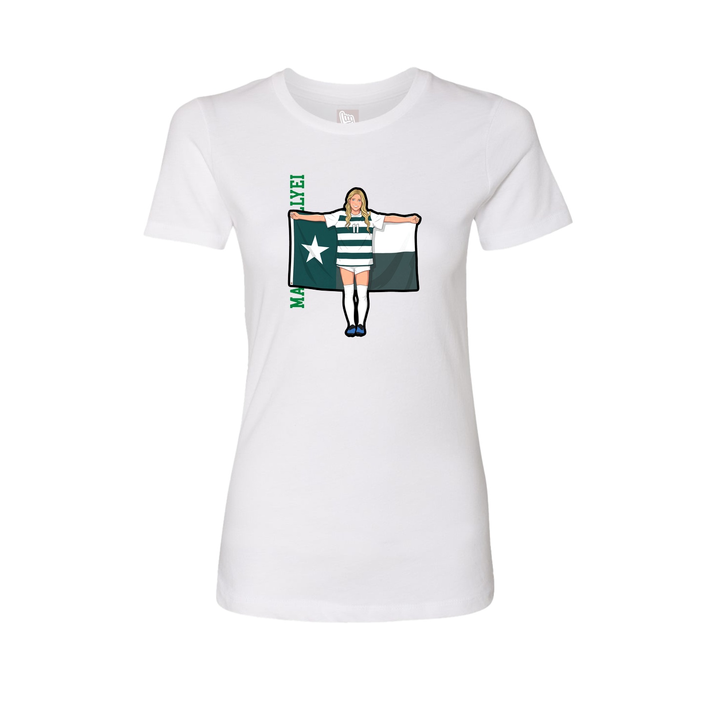 Fitted Women's Tee — Name Vertical in White