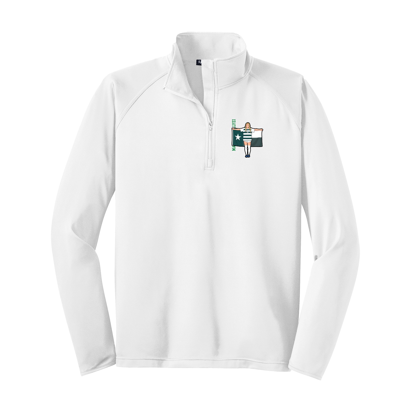Q-Zip Pullover — Name Vertical in White