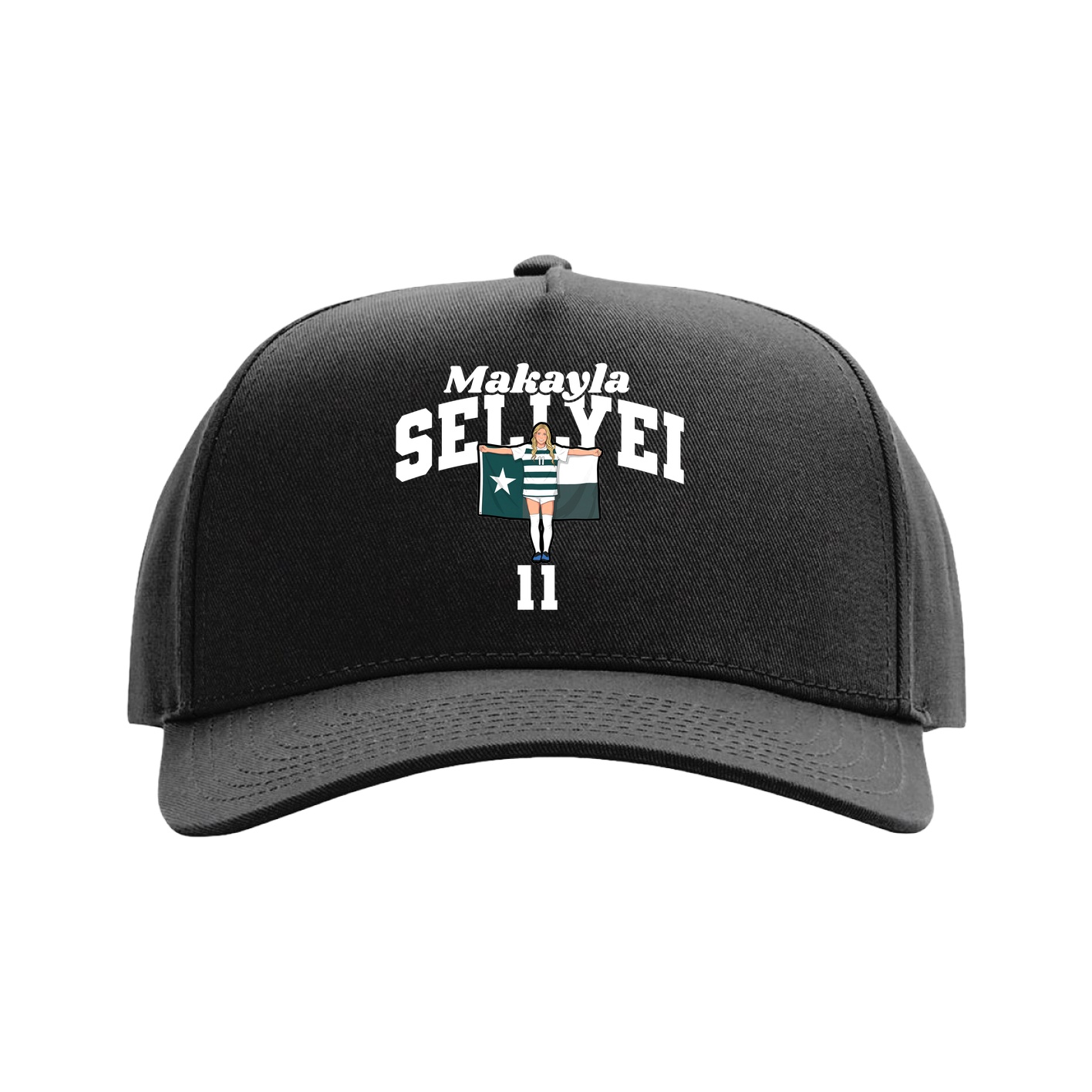 Full Fabric Five-Panel Champ Cap — Signature Arch in Black