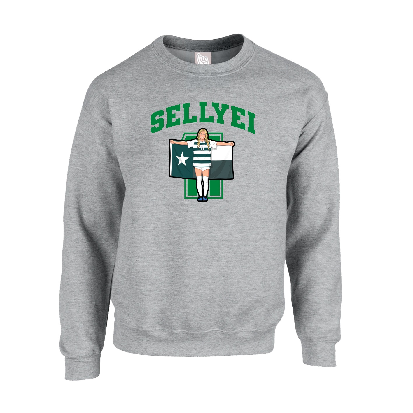 Fleece Crew — Number in Grey