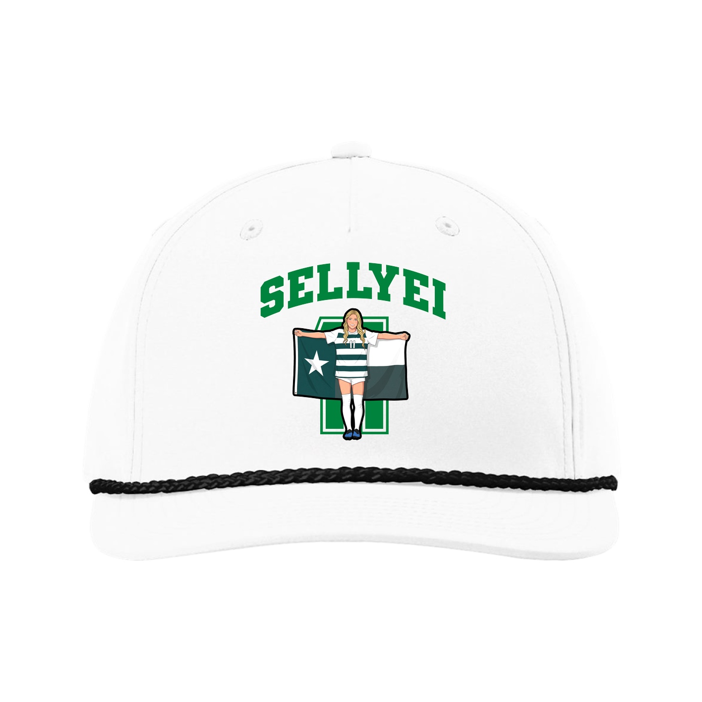 Five-Panel Classic Rope Cap — Number in White
