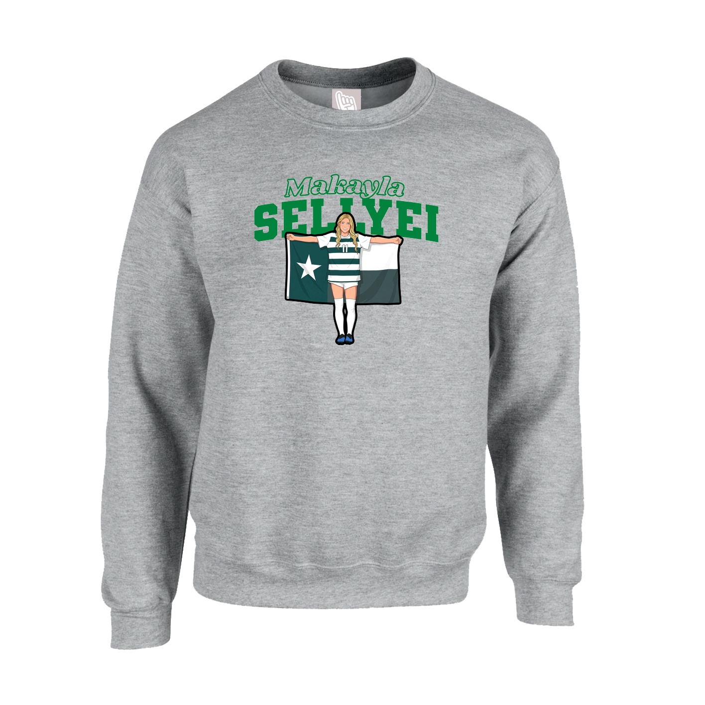 Fleece Crew — Name Arch in Grey