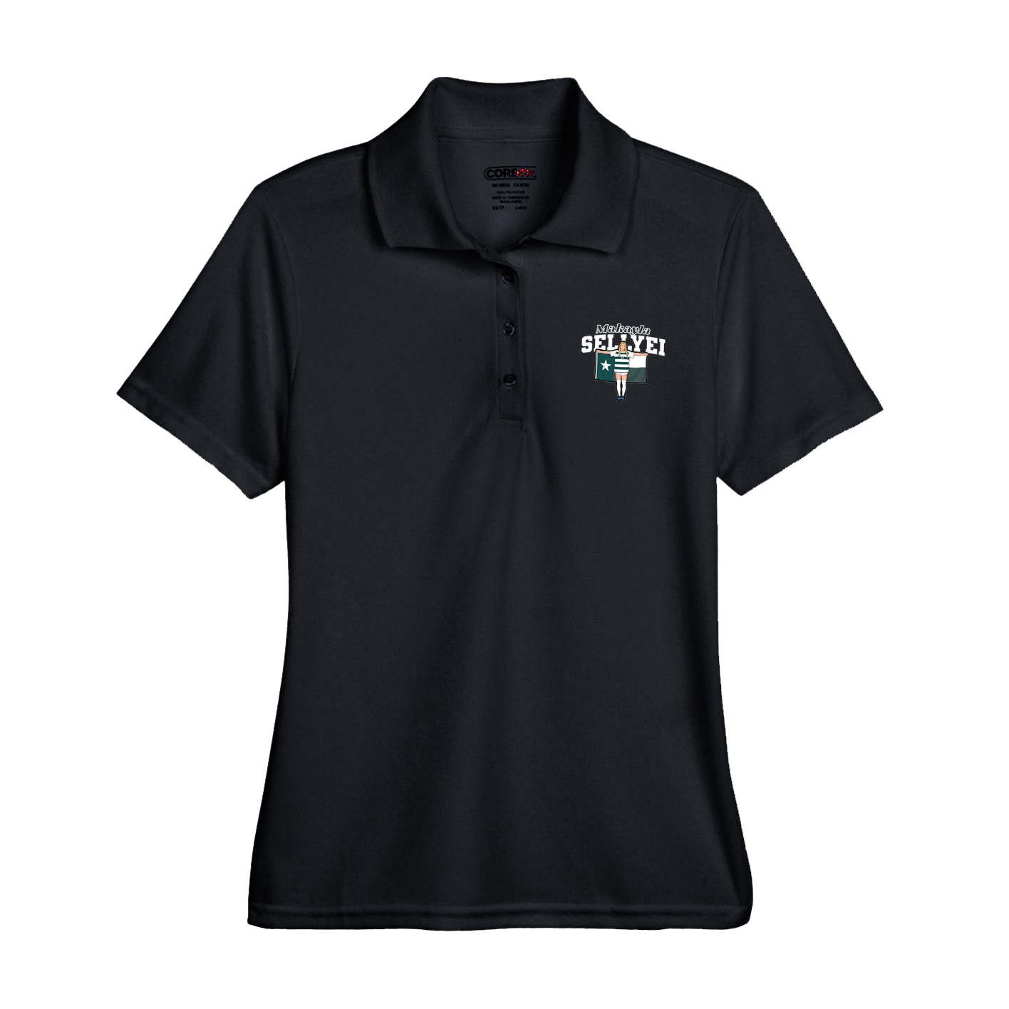 Womens Performance Polo — Name Arch in Black