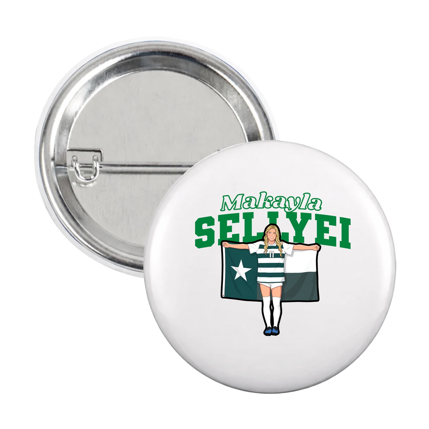 Game Day Button — Name Arch in White