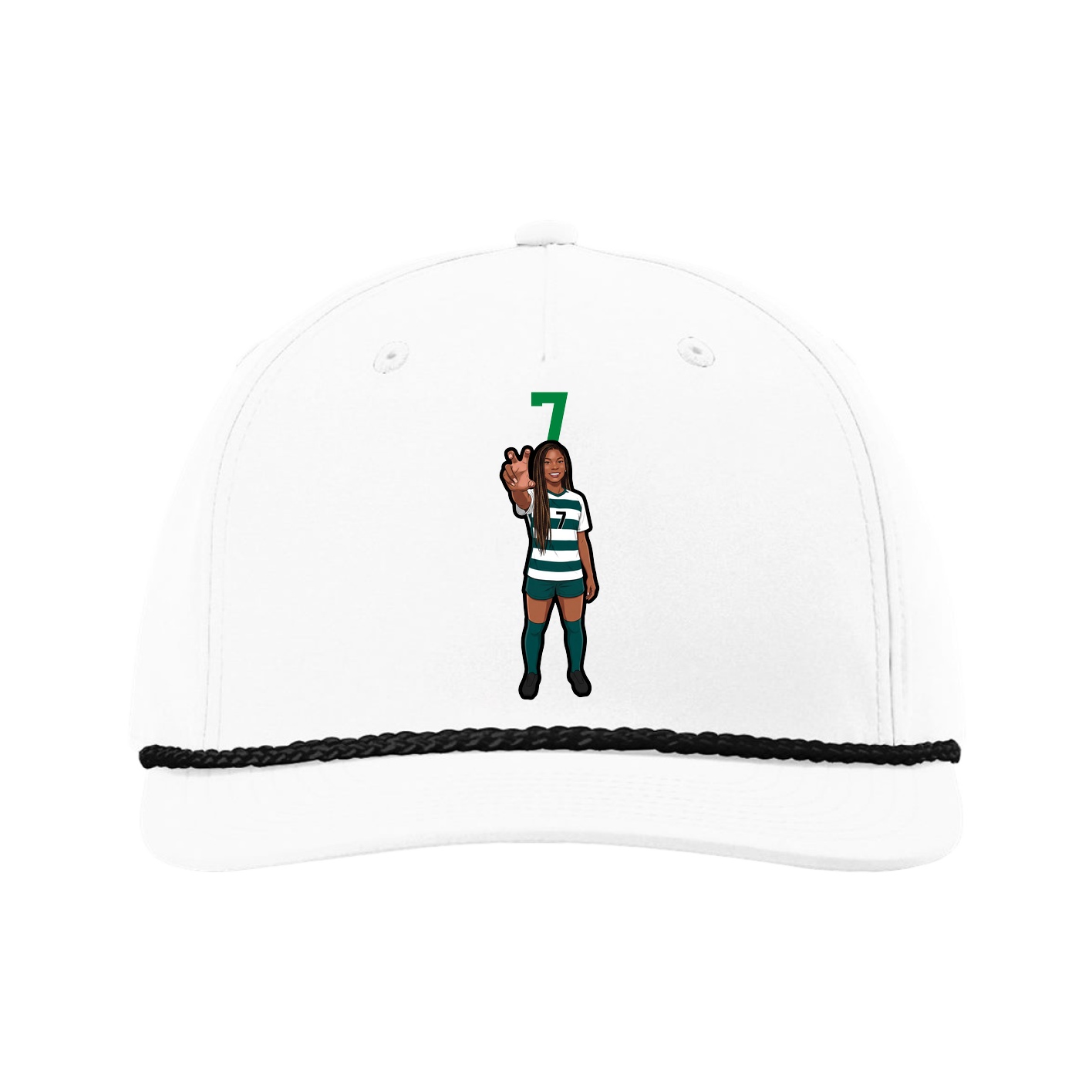 Five-Panel Classic Rope Cap — Number Top in White