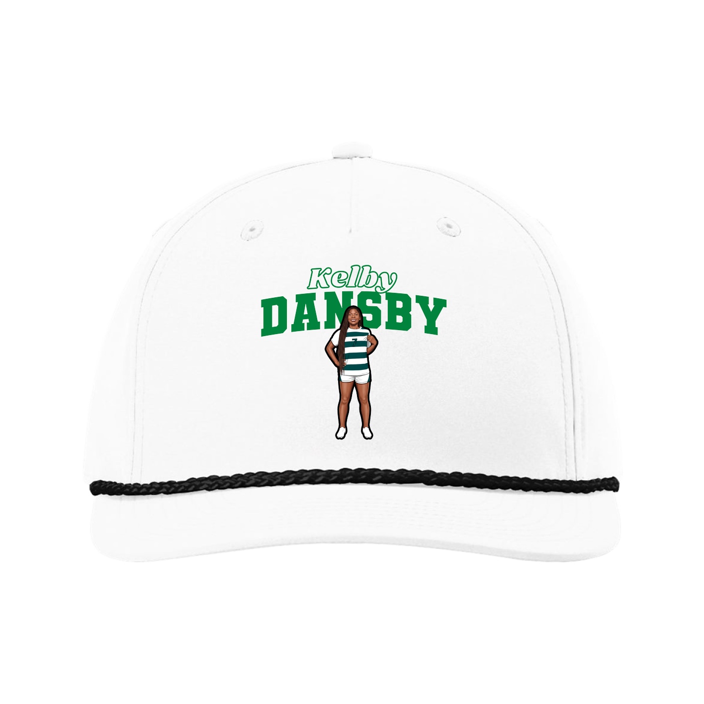 Five-Panel Classic Rope Cap — Name Arch in White