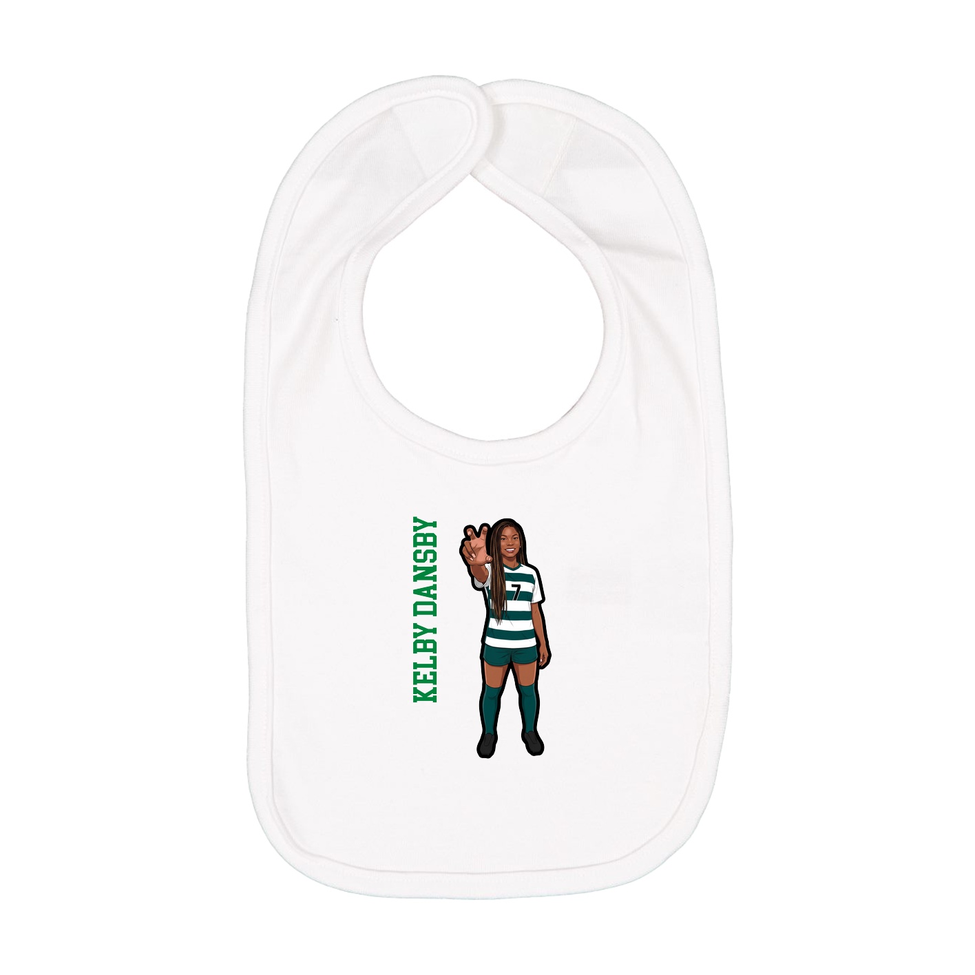 Infant Bib — Name Vertical in White