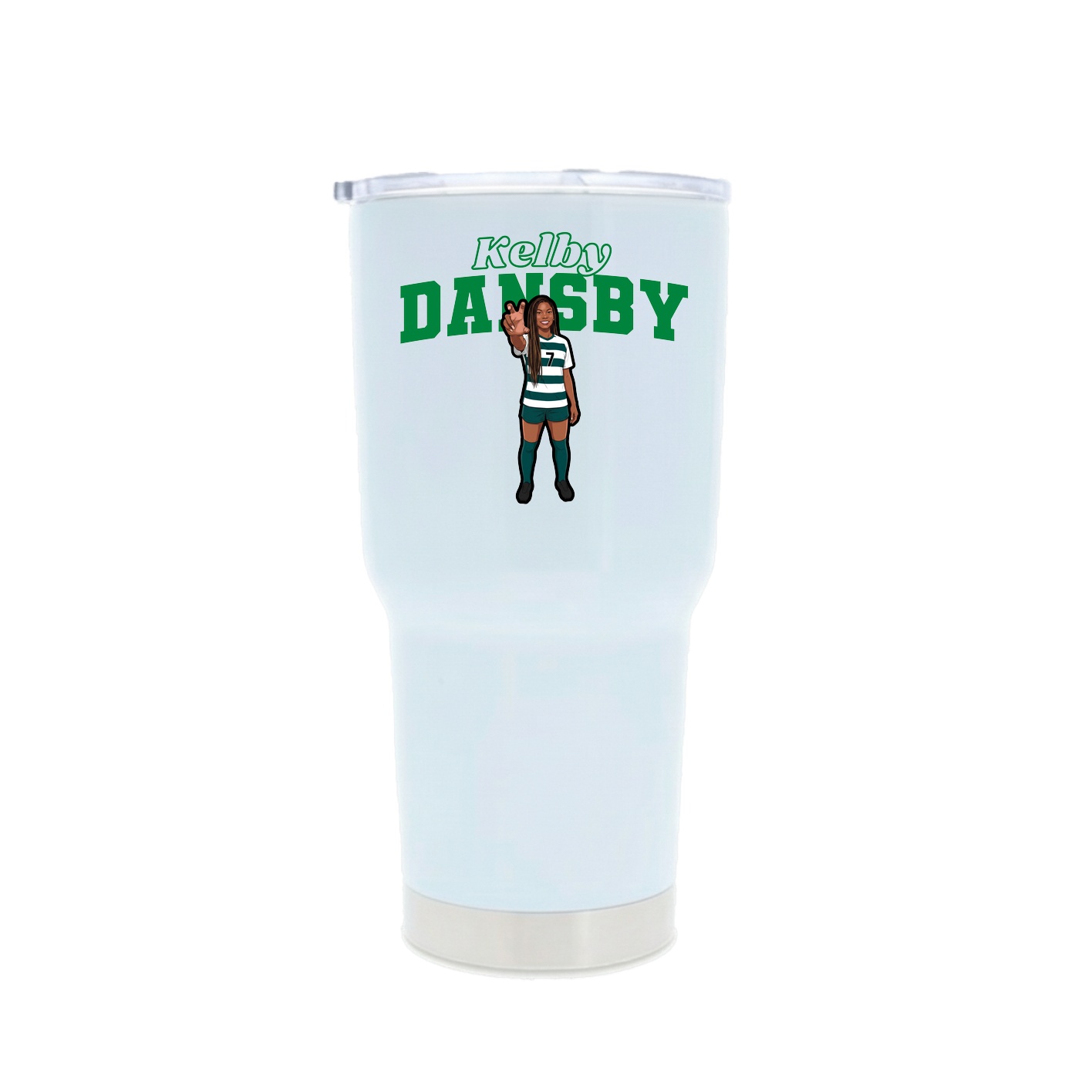 30oz Stainless Steel Tumbler — Name Arch in White
