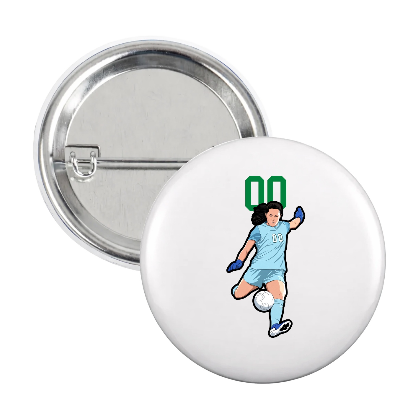 Game Day Button — Number Top in White