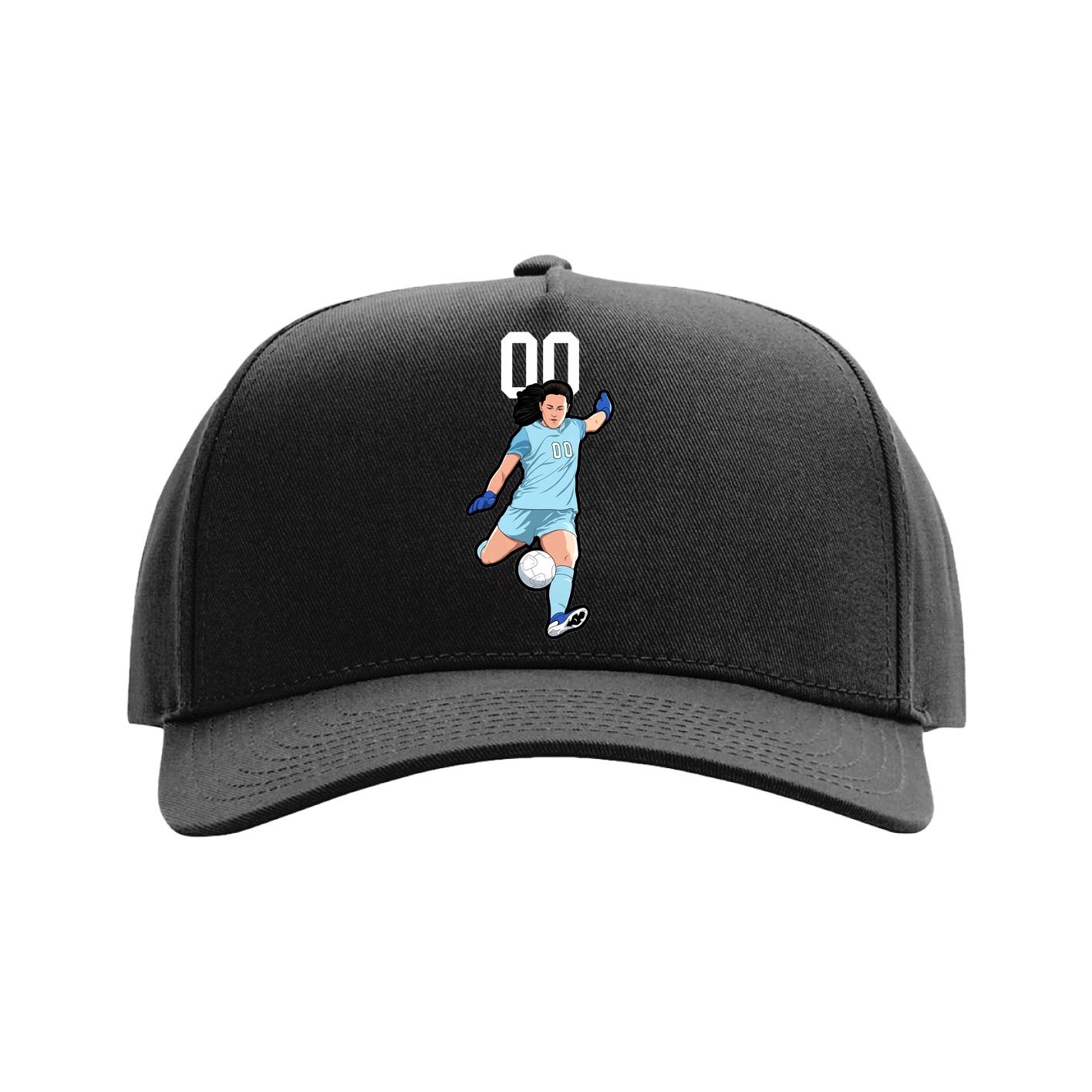 Full Fabric Five-Panel Champ Cap — Number Top in Black
