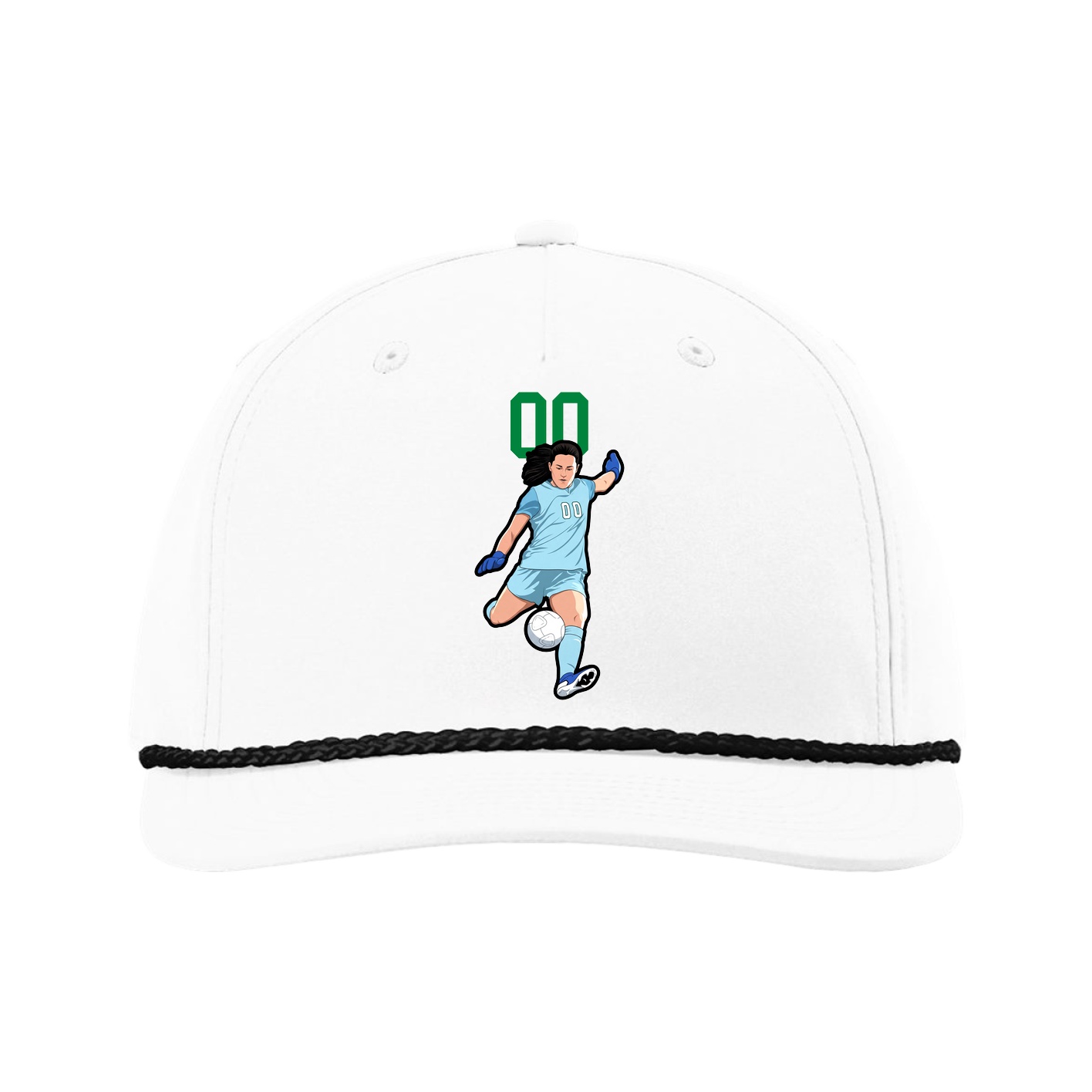 Five-Panel Classic Rope Cap — Number Top in White
