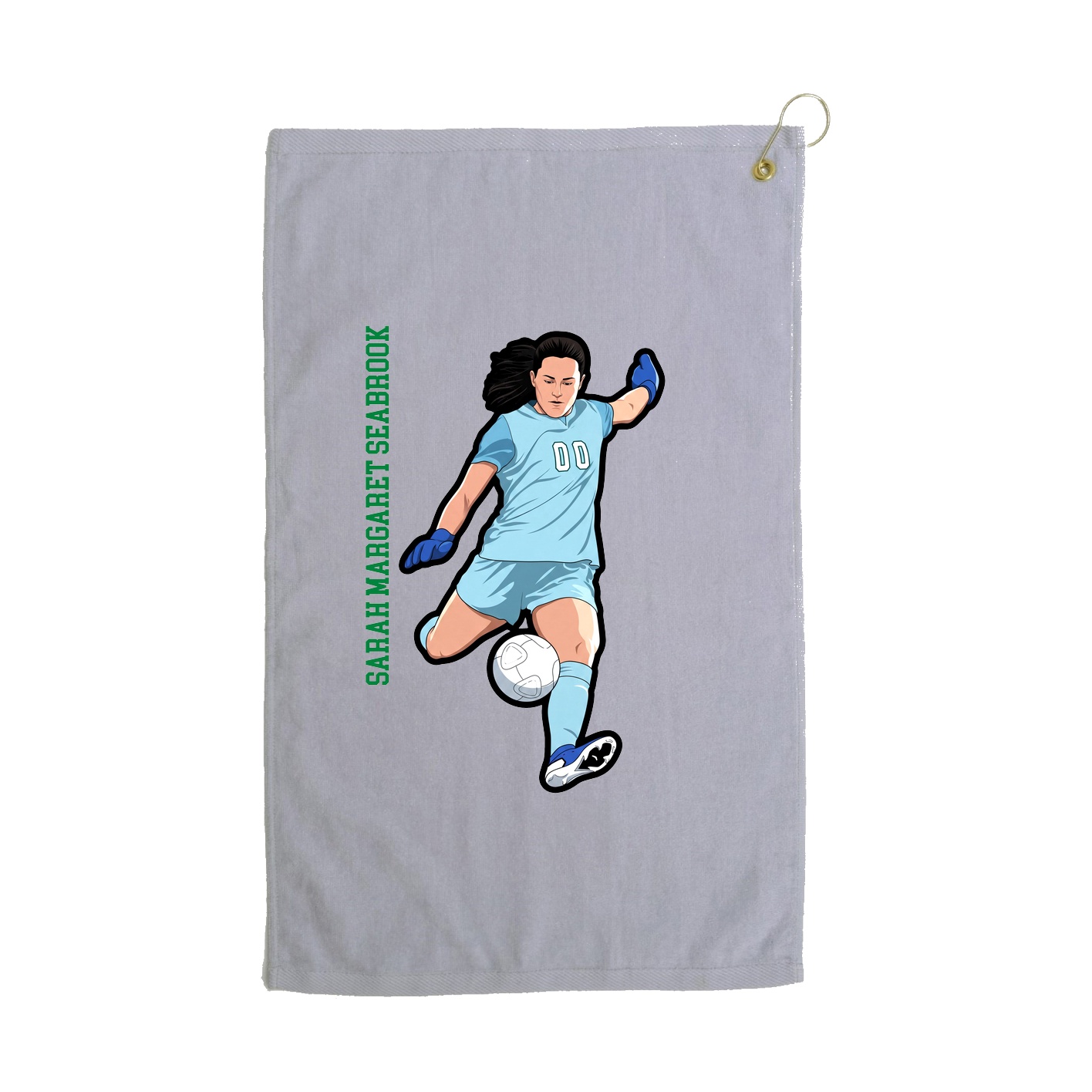 Golf Towel — Name Vertical in Grey
