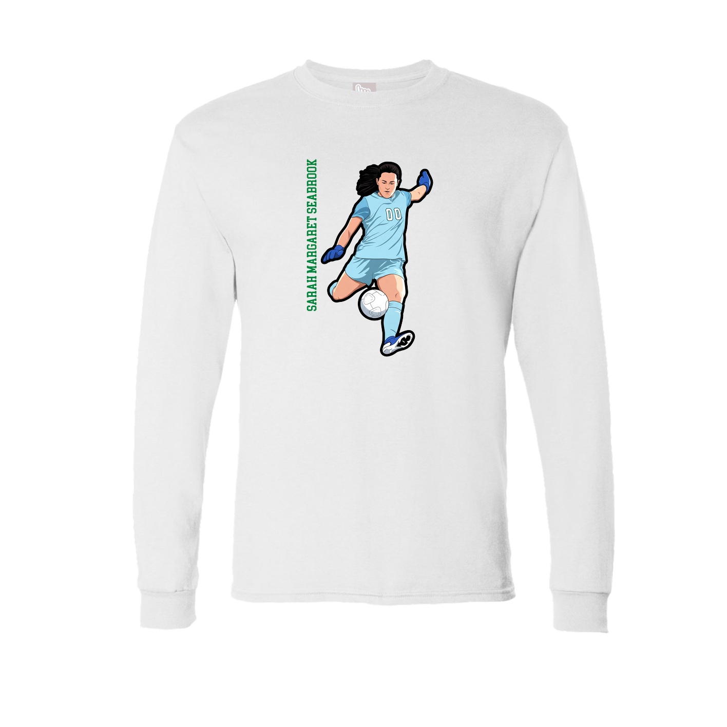 Long Sleeve Tee — Name Vertical in White