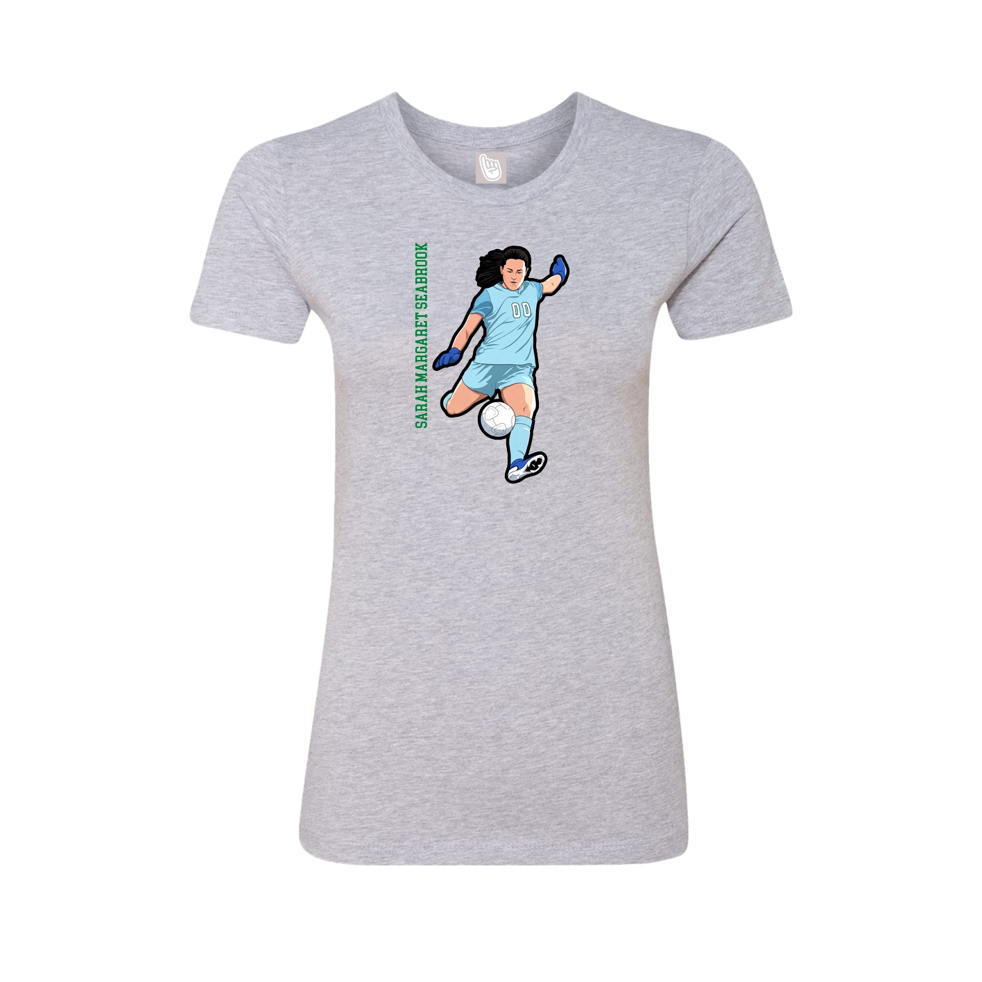 Fitted Women's Tee — Name Vertical in Grey