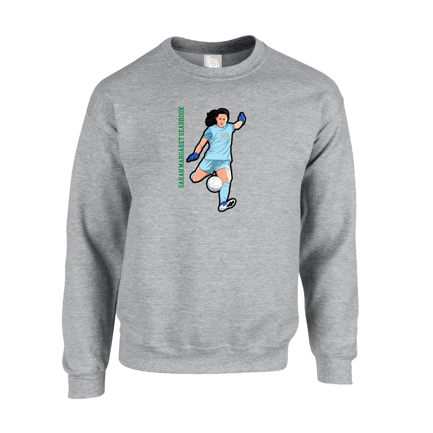 Fleece Crew — Name Vertical in Grey