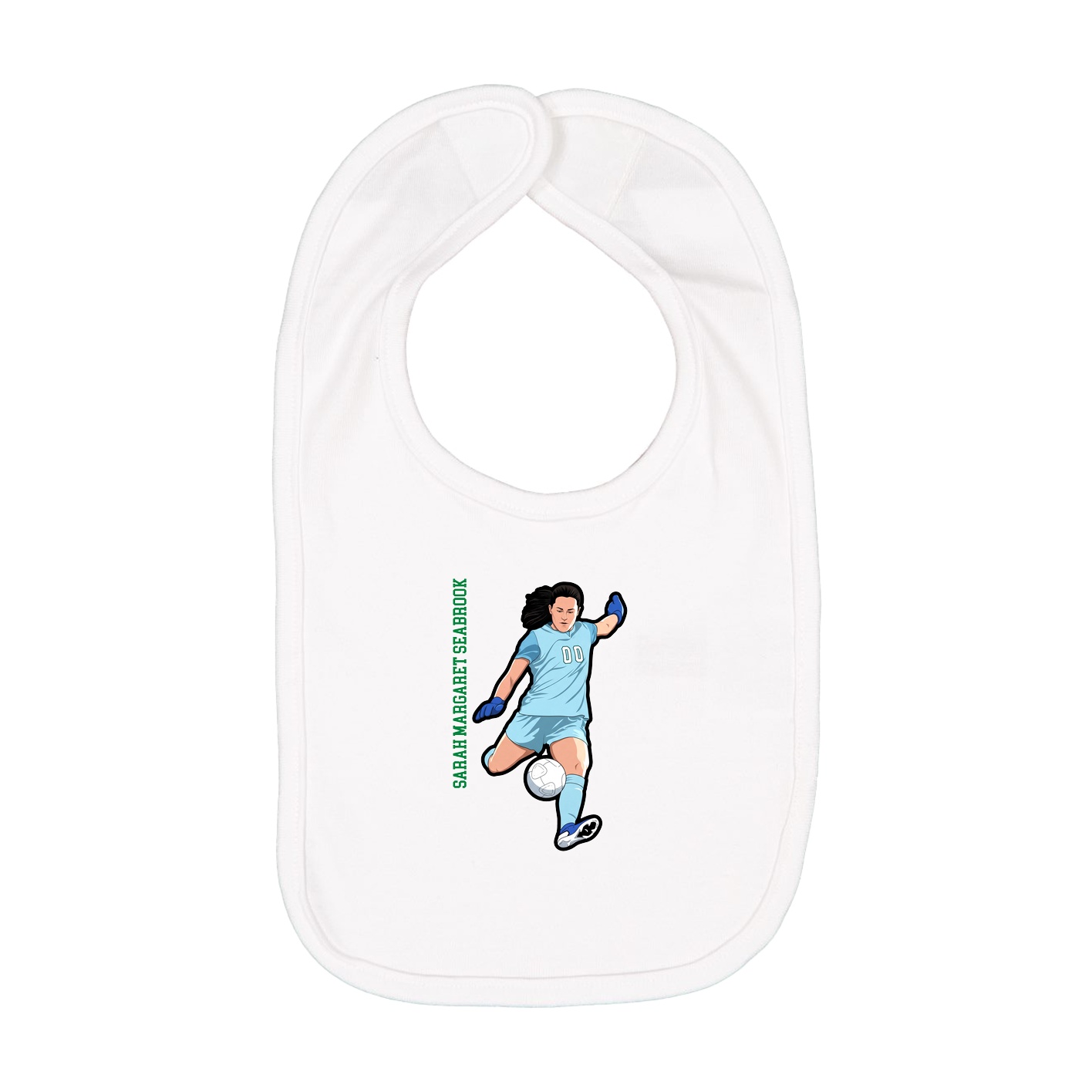 Infant Bib — Name Vertical in White