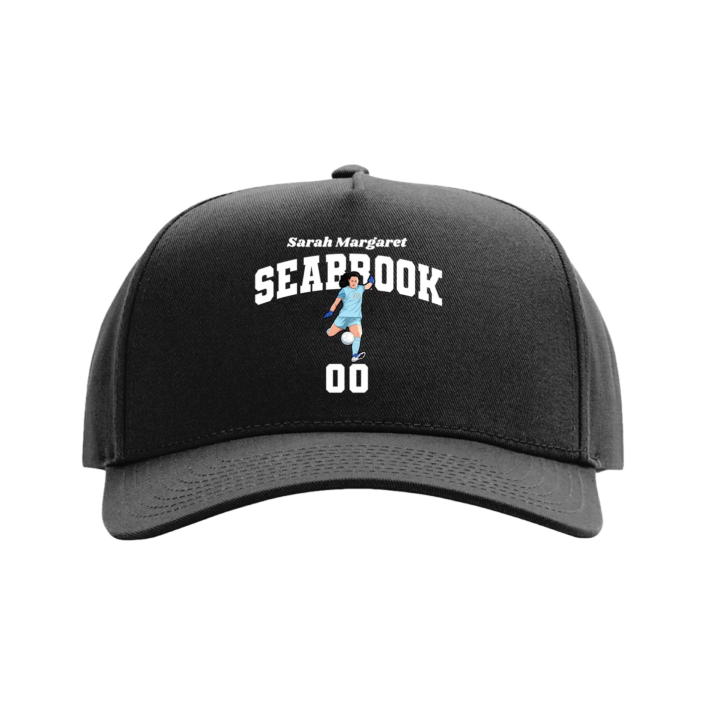 Full Fabric Five-Panel Champ Cap — Signature Arch in Black