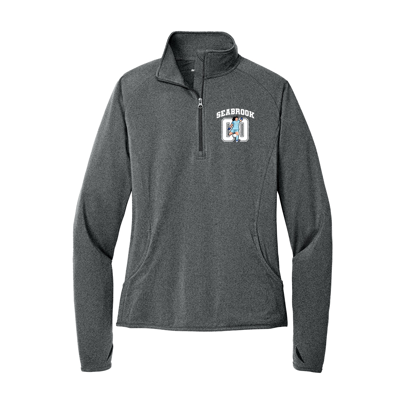 Women's Q-Zip Pullover — Number in Grey
