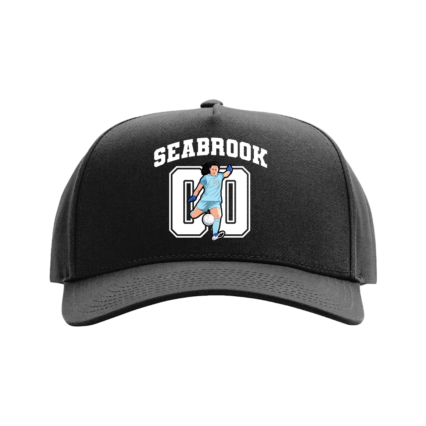 Full Fabric Five-Panel Champ Cap — Number in Black