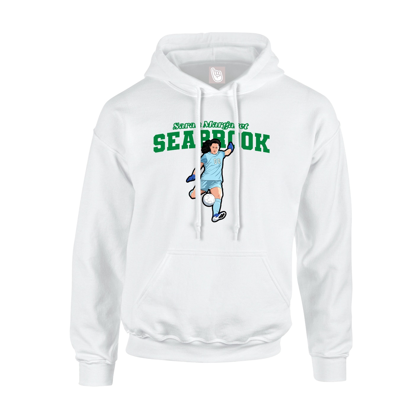 Youth Hoodie — Name Arch in White