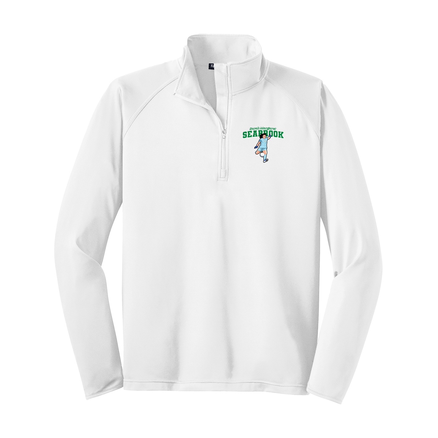 Q-Zip Pullover — Name Arch in White