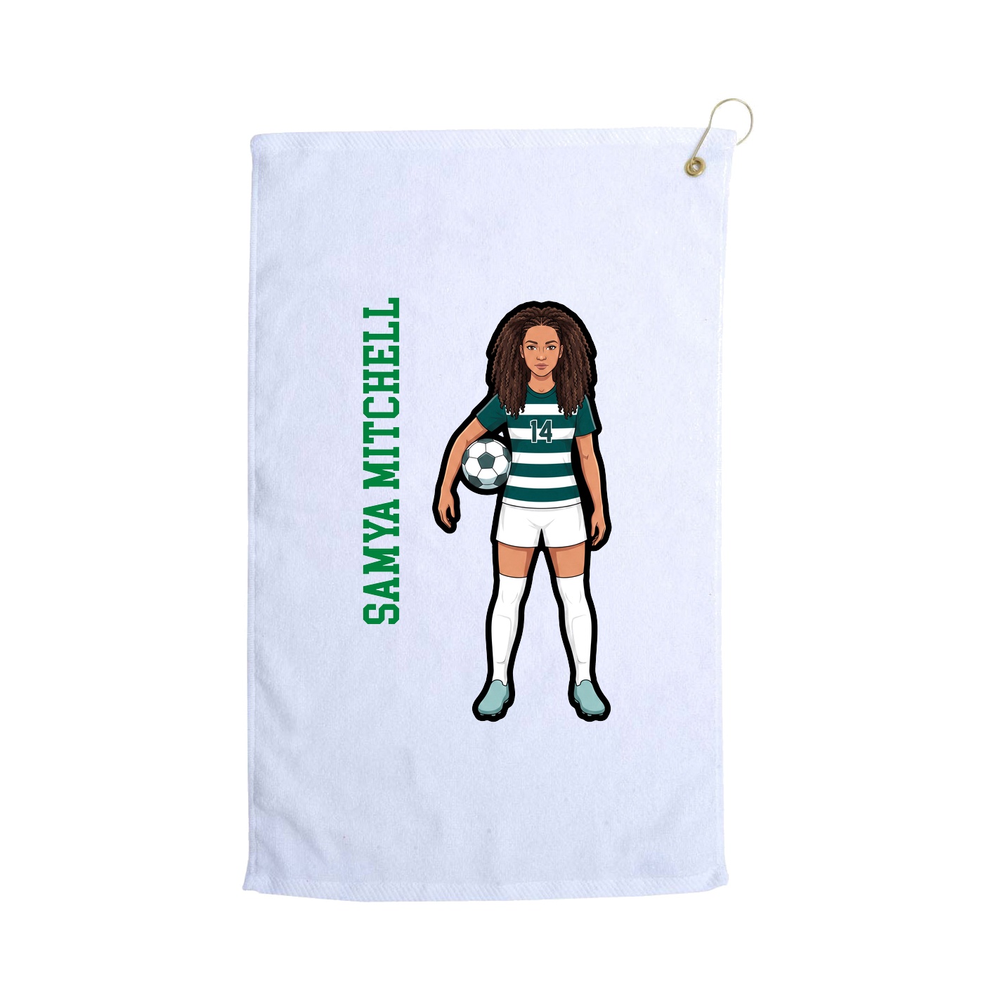 Golf Towel — Name Vertical in White