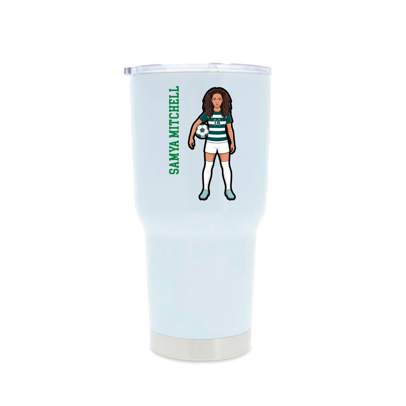 30oz Stainless Steel Tumbler — Name Vertical in White
