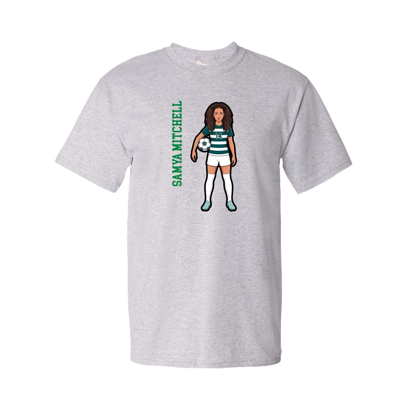 Youth Tee — Name Vertical in Grey