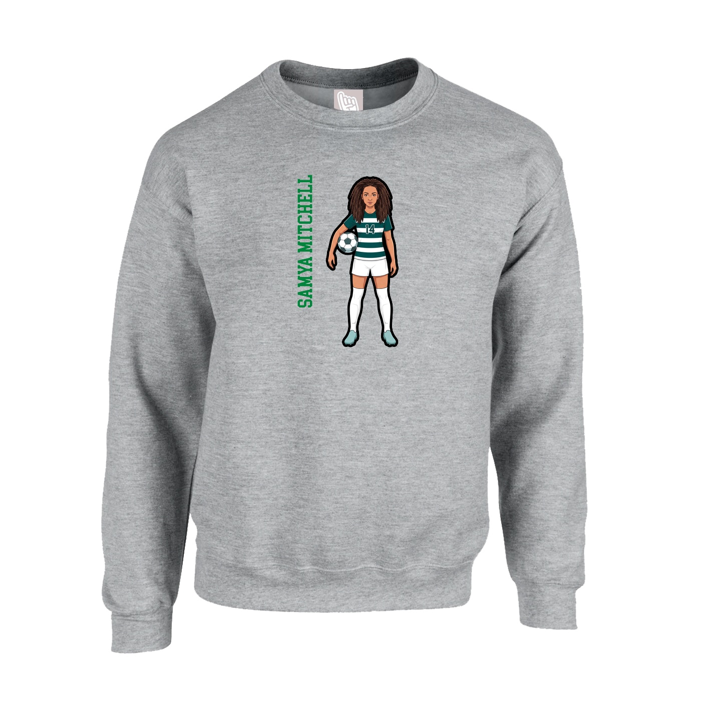 Fleece Crew — Name Vertical in Grey