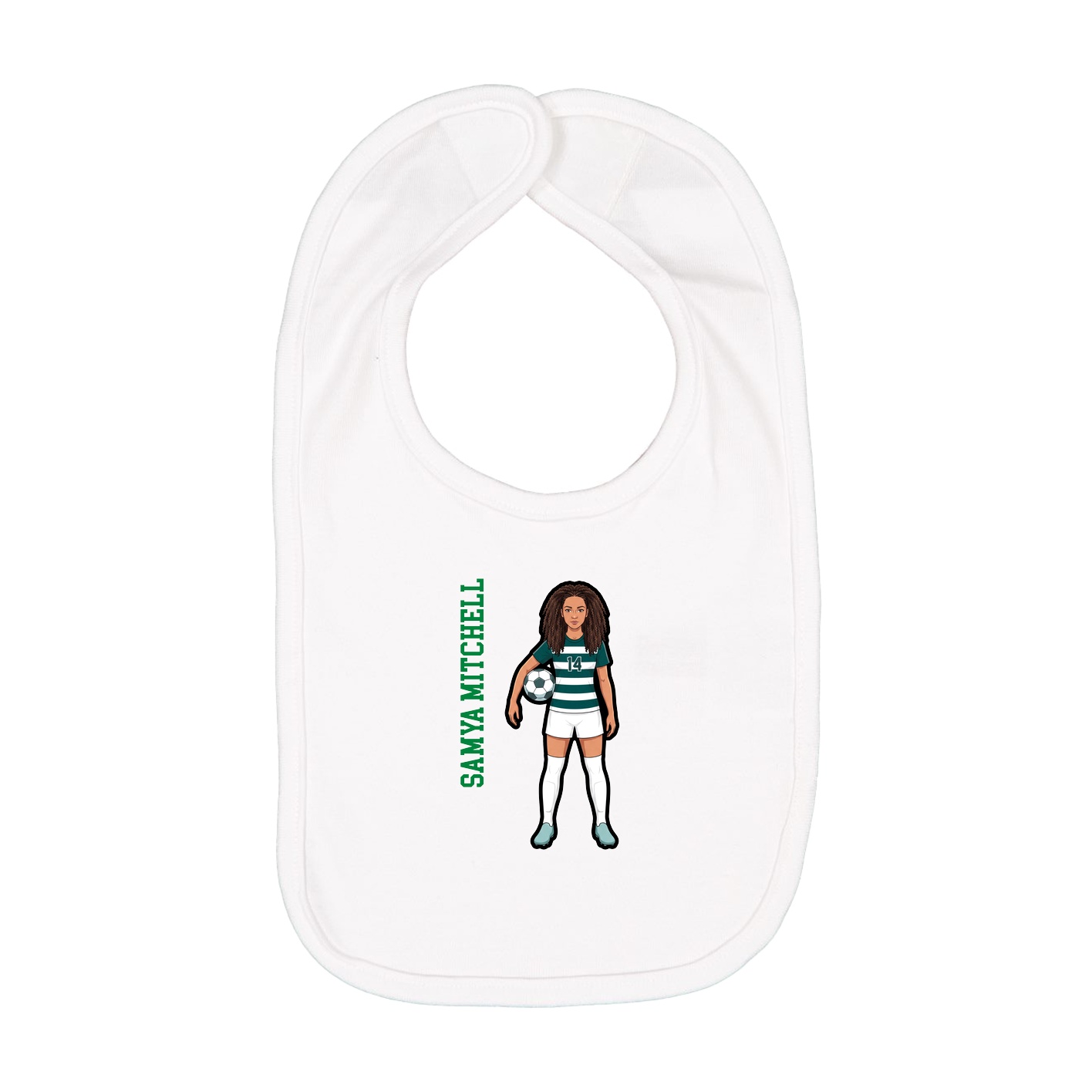 Infant Bib — Name Vertical in White