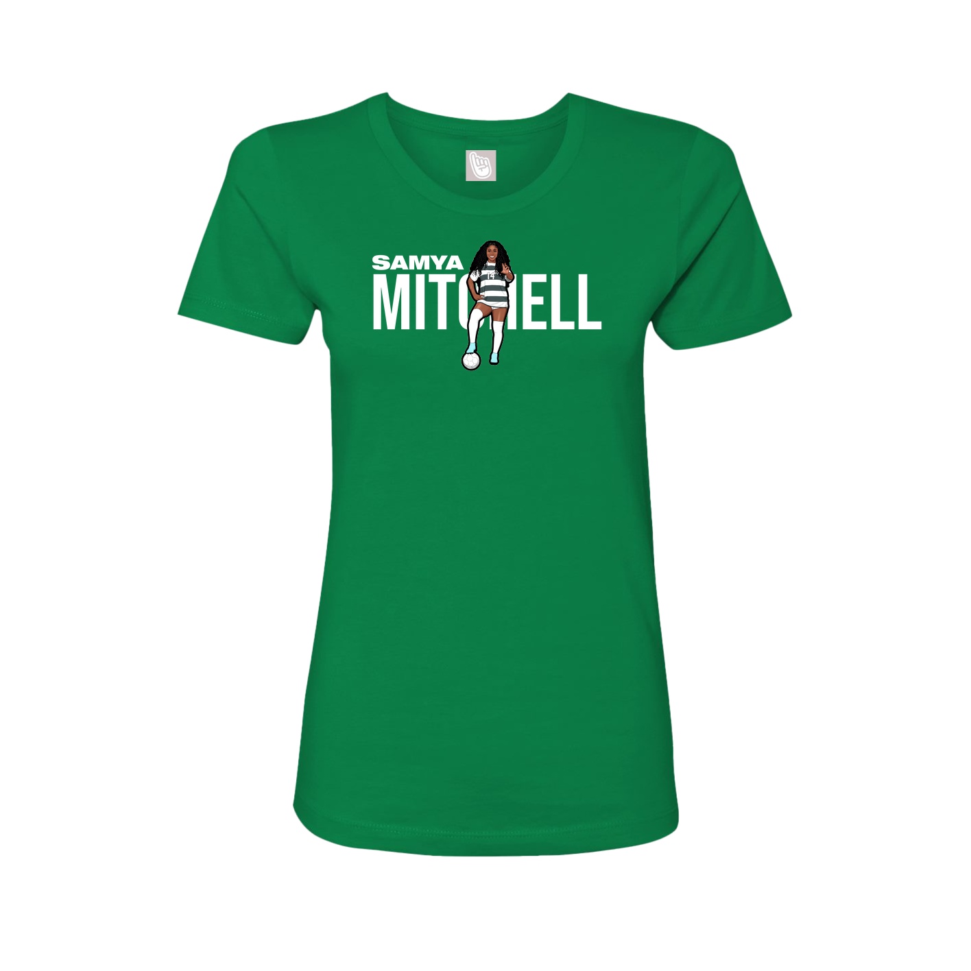 Fitted Women's Tee — Player Name in Green