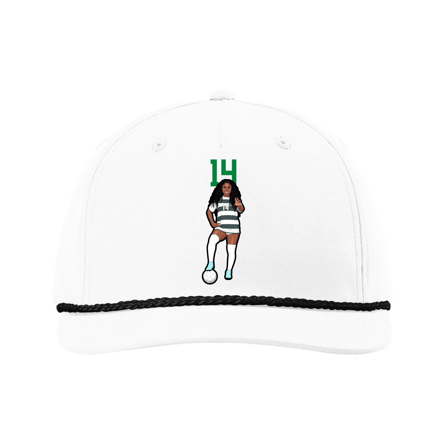 Five-Panel Classic Rope Cap — Number Top in White