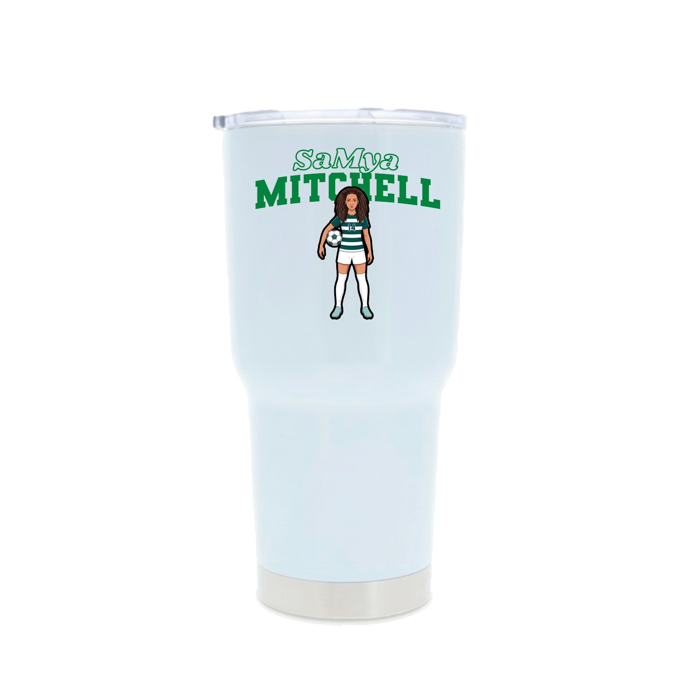 30oz Stainless Steel Tumbler — Name Arch in White