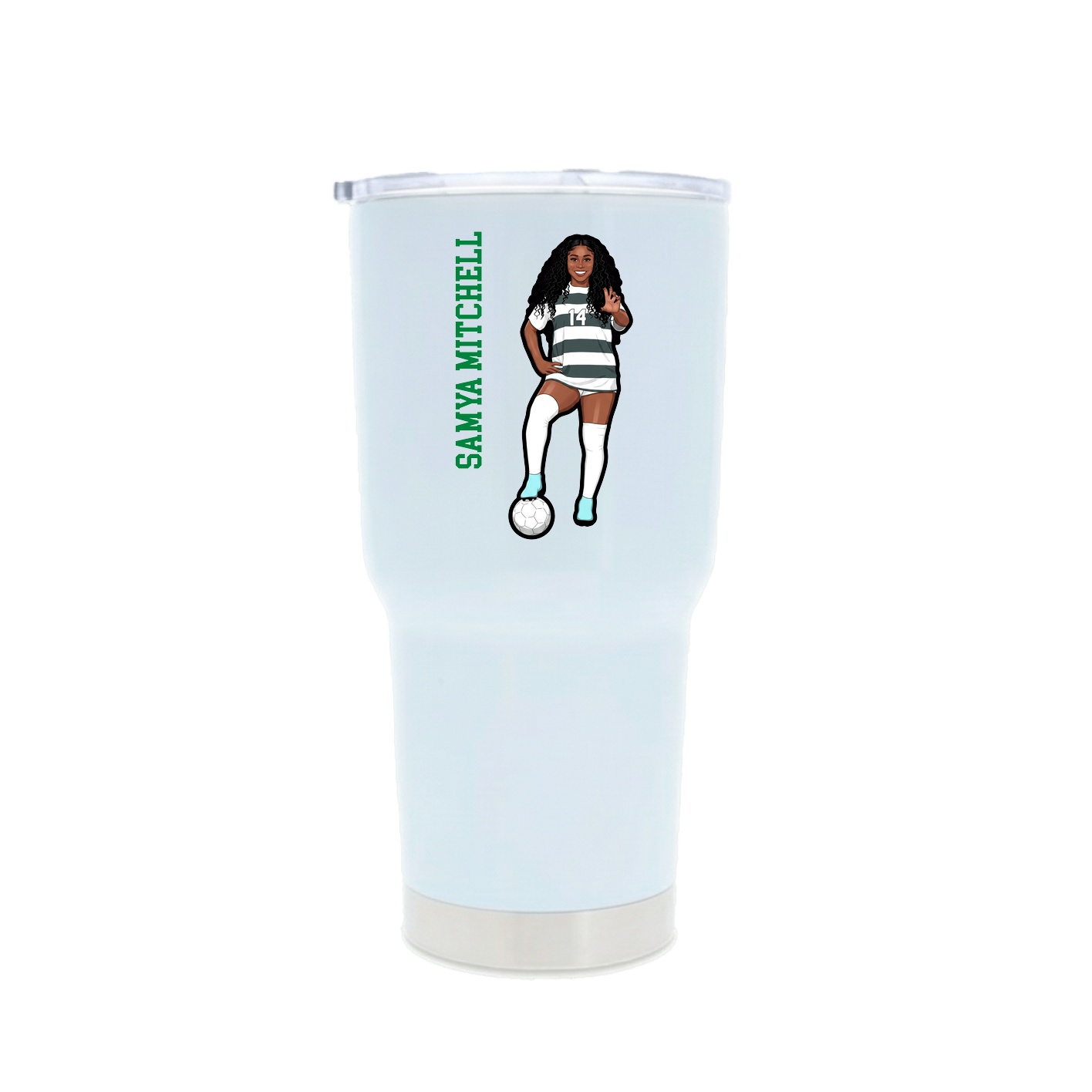30oz Stainless Steel Tumbler — Name Vertical in White