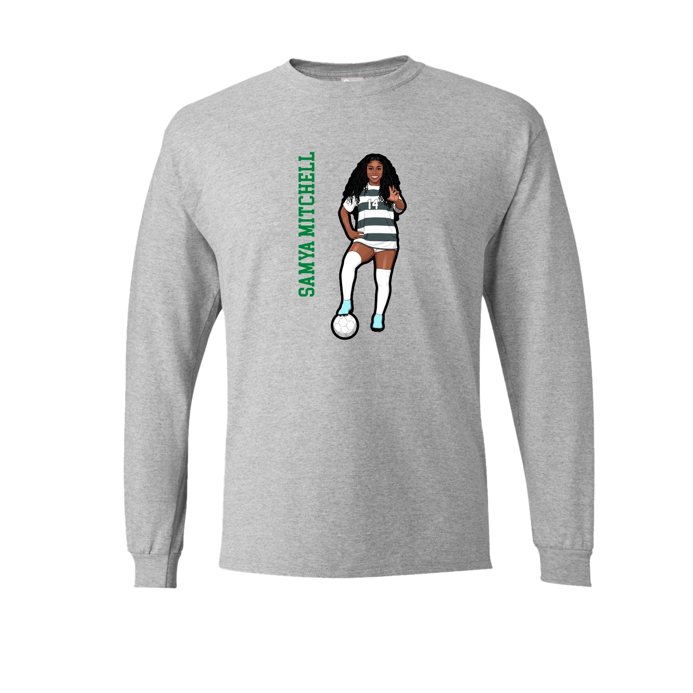 Long Sleeve Tee — Name Vertical in Grey