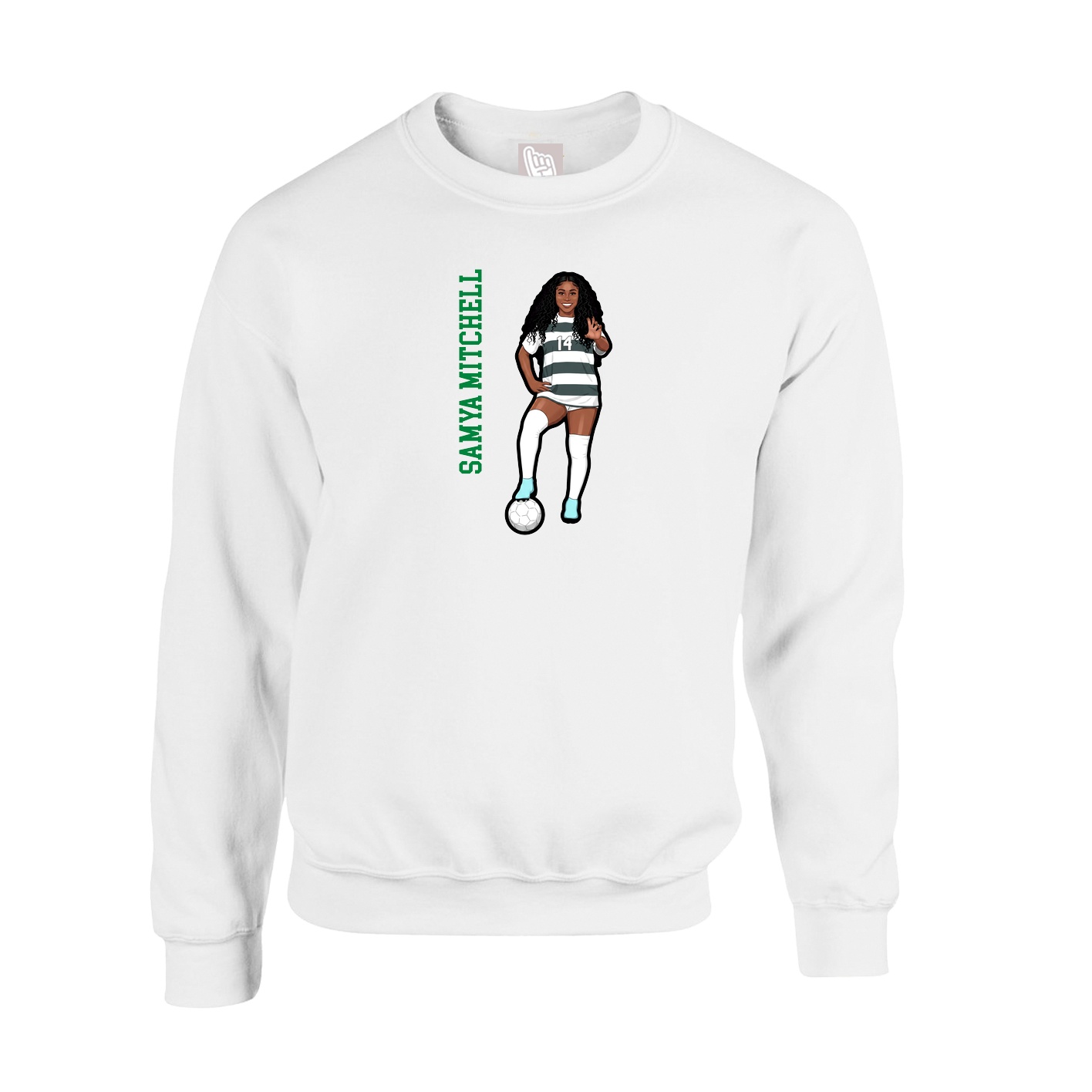 Fleece Crew — Name Vertical in White