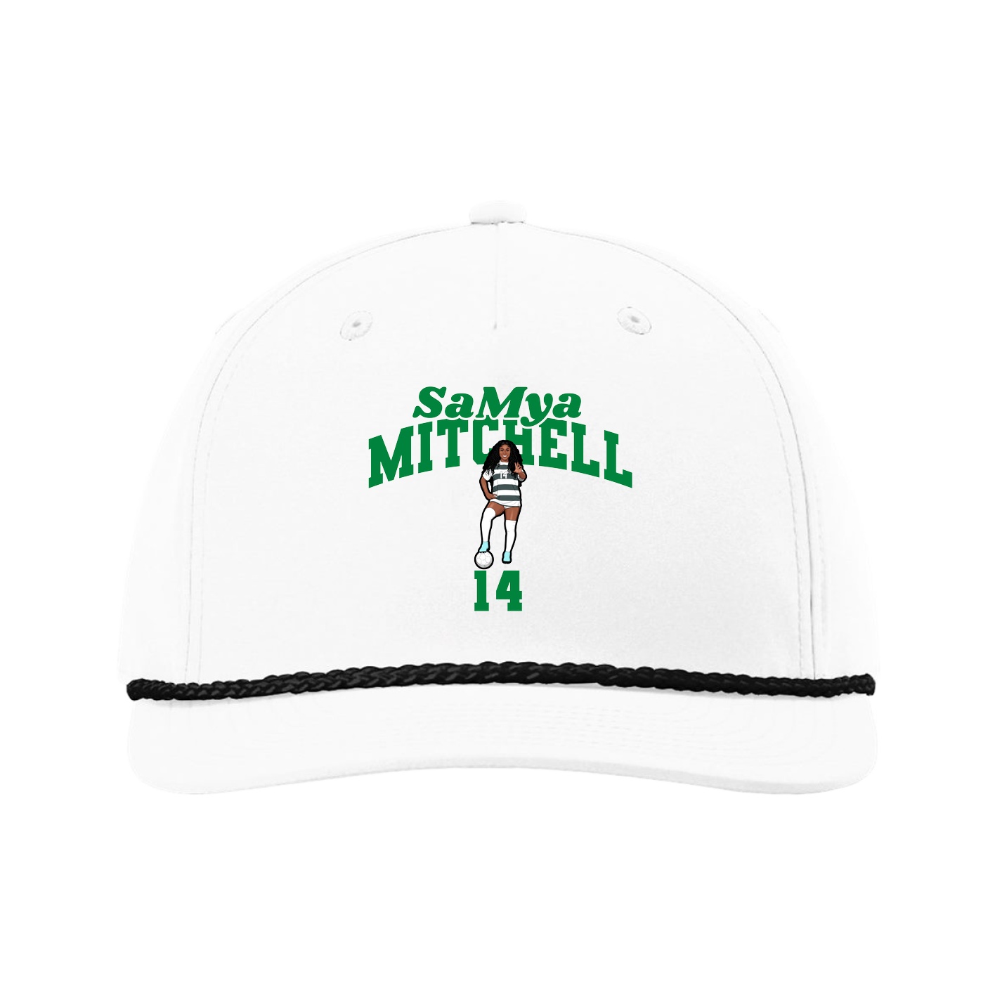 Five-Panel Classic Rope Cap — Signature Arch in White