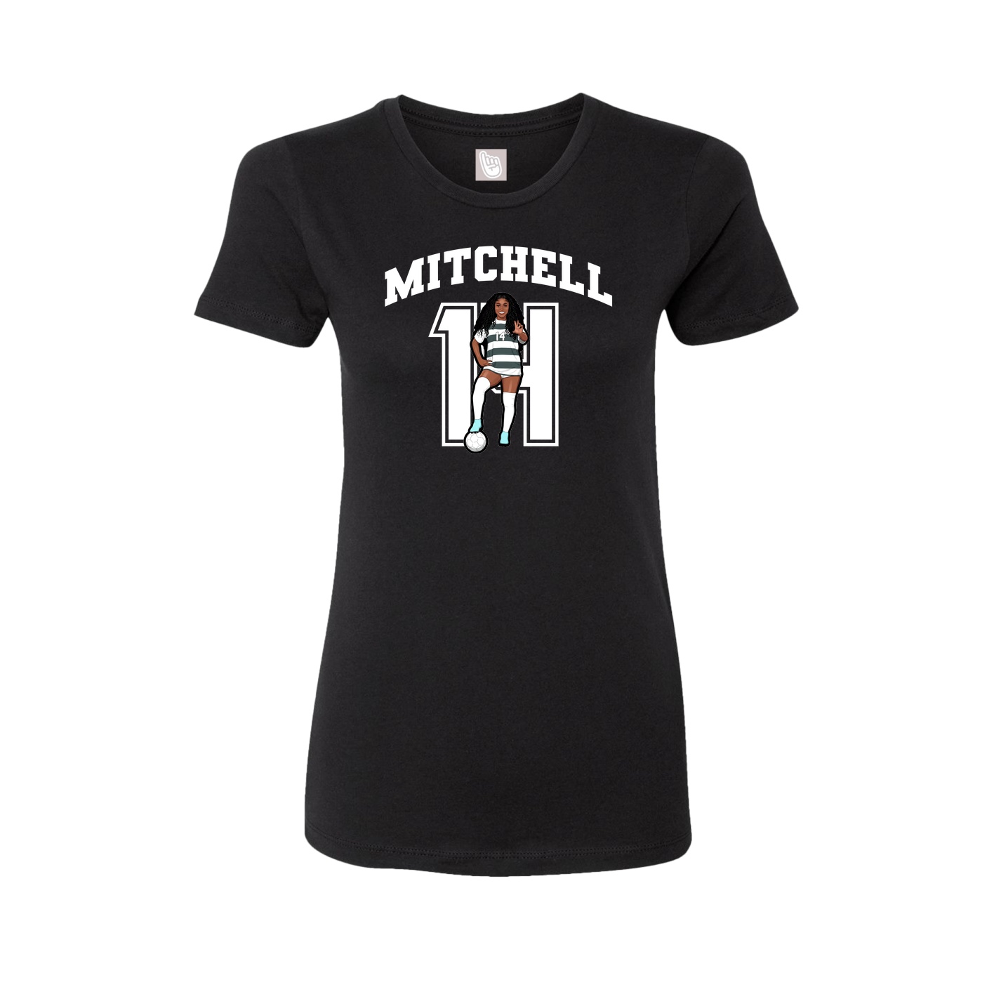 Fitted Women's Tee — Number in Black