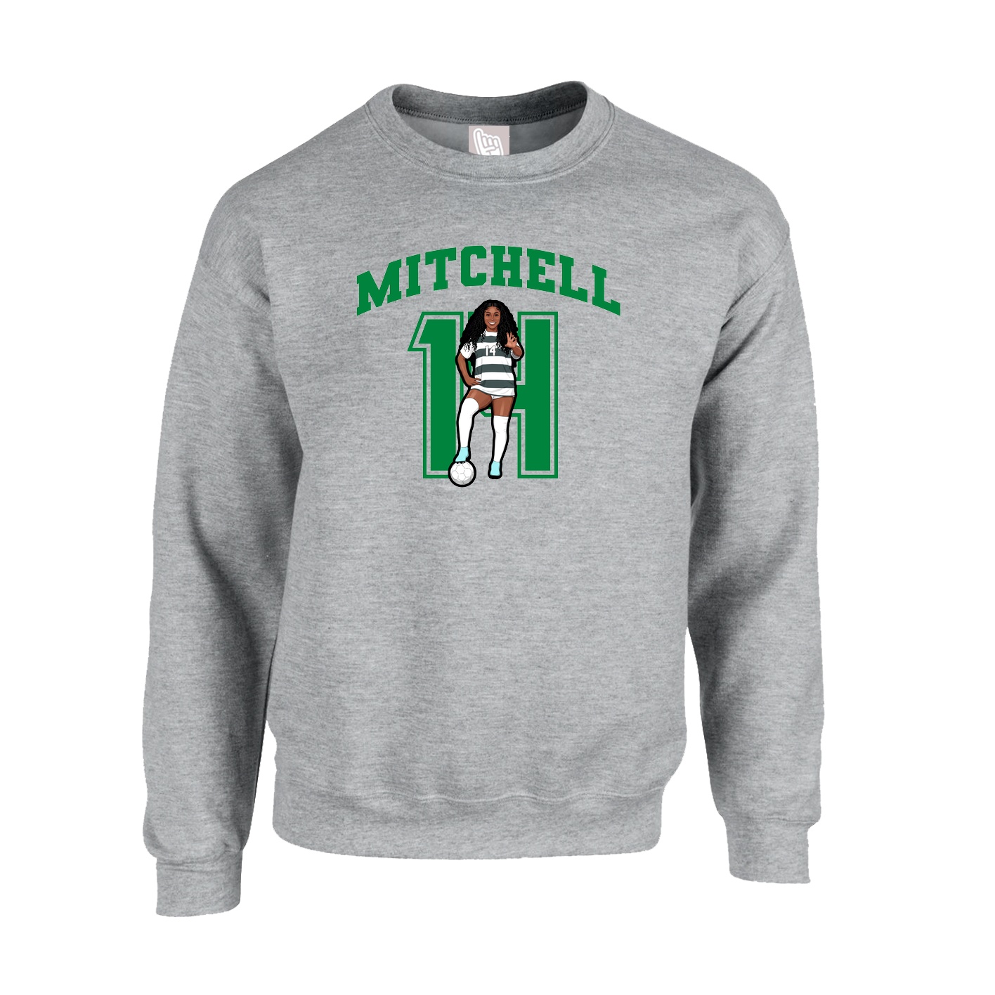 Fleece Crew — Number in Grey