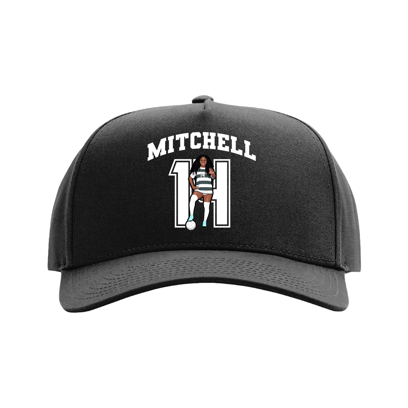 Full Fabric Five-Panel Champ Cap — Number in Black