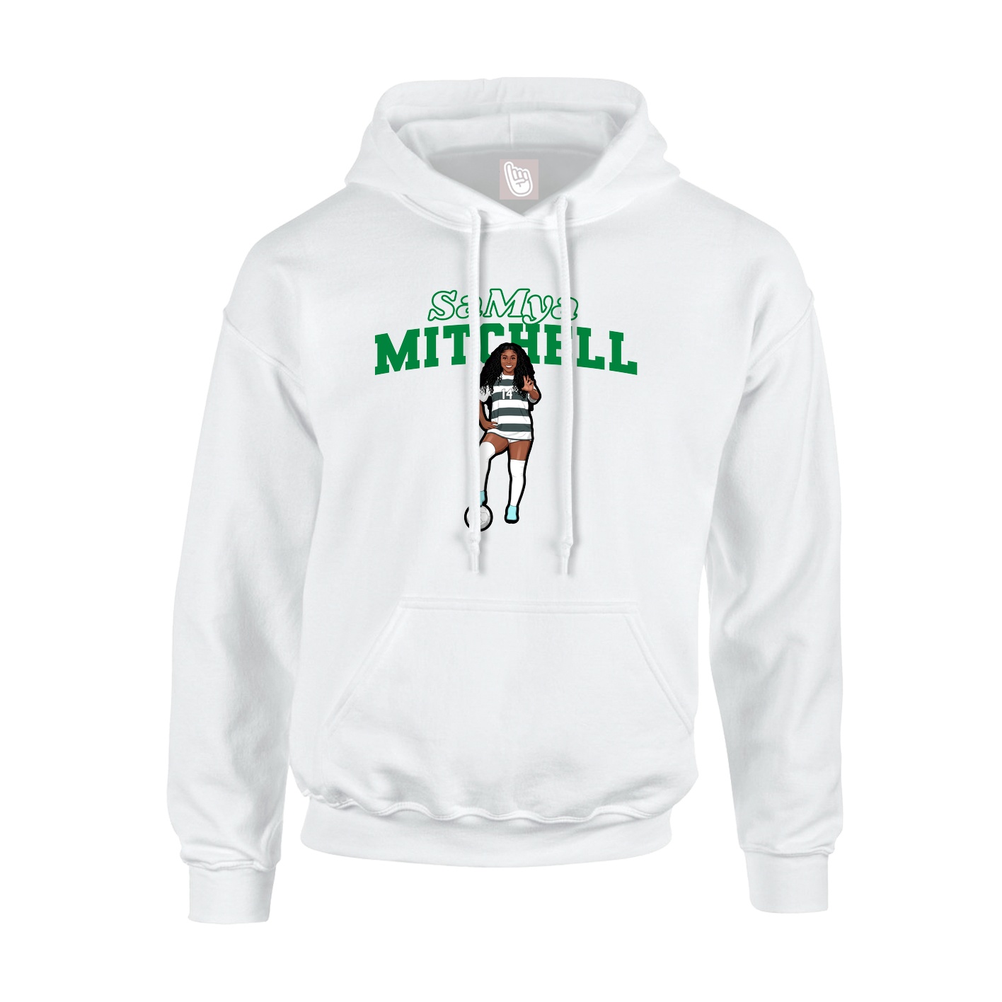 Youth Hoodie — Name Arch in White