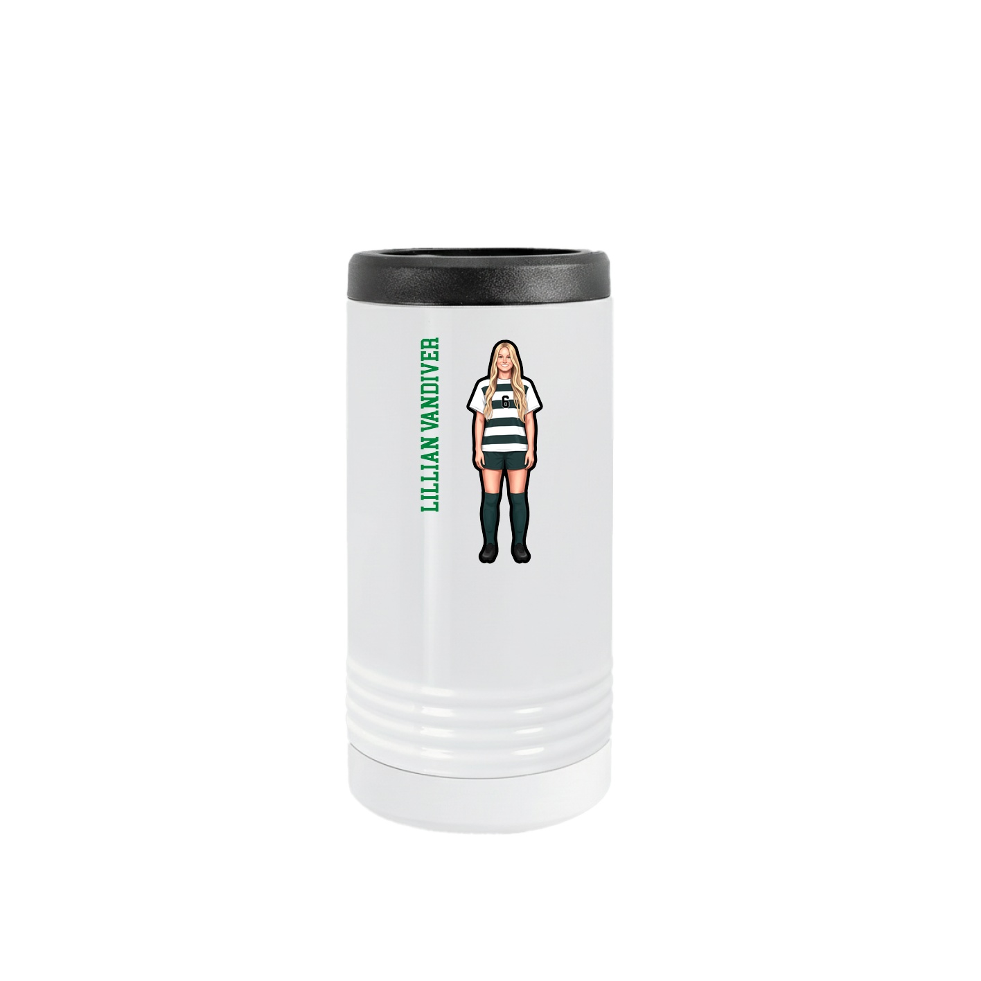 Slim Beverage Holder — Name Vertical in White