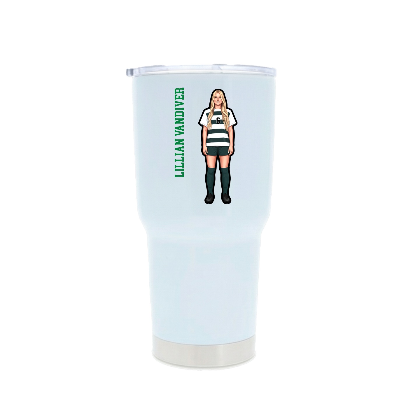 30oz Stainless Steel Tumbler — Name Vertical in White