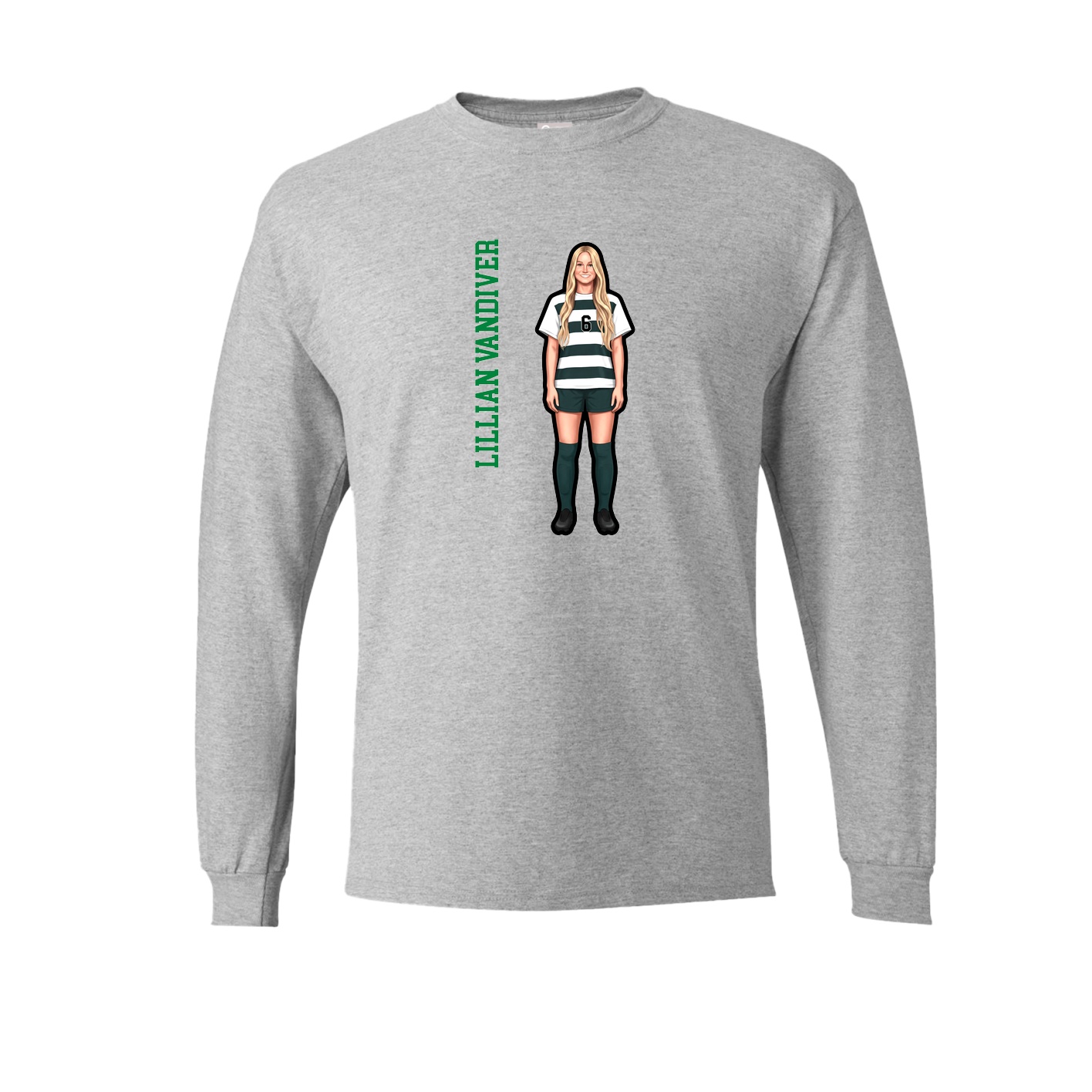 Long Sleeve Tee — Name Vertical in Grey