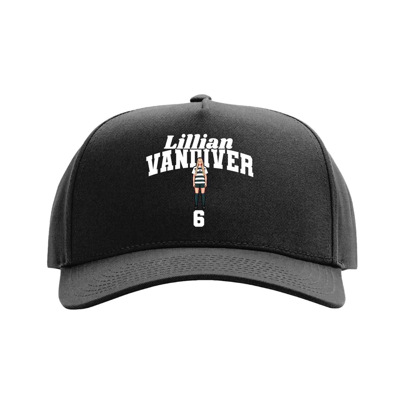 Full Fabric Five-Panel Champ Cap — Signature Arch in Black