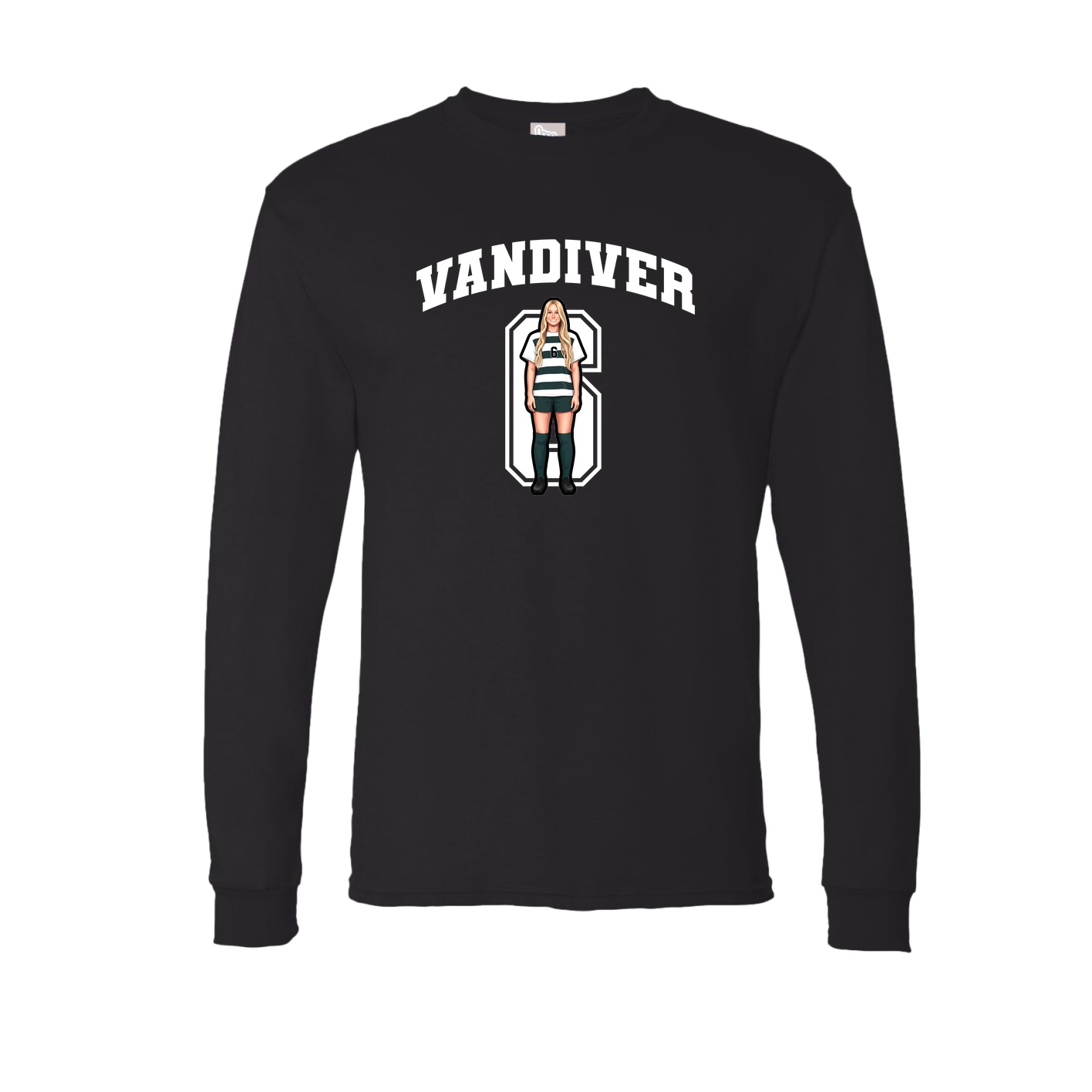 Long Sleeve Tee — Number in Black