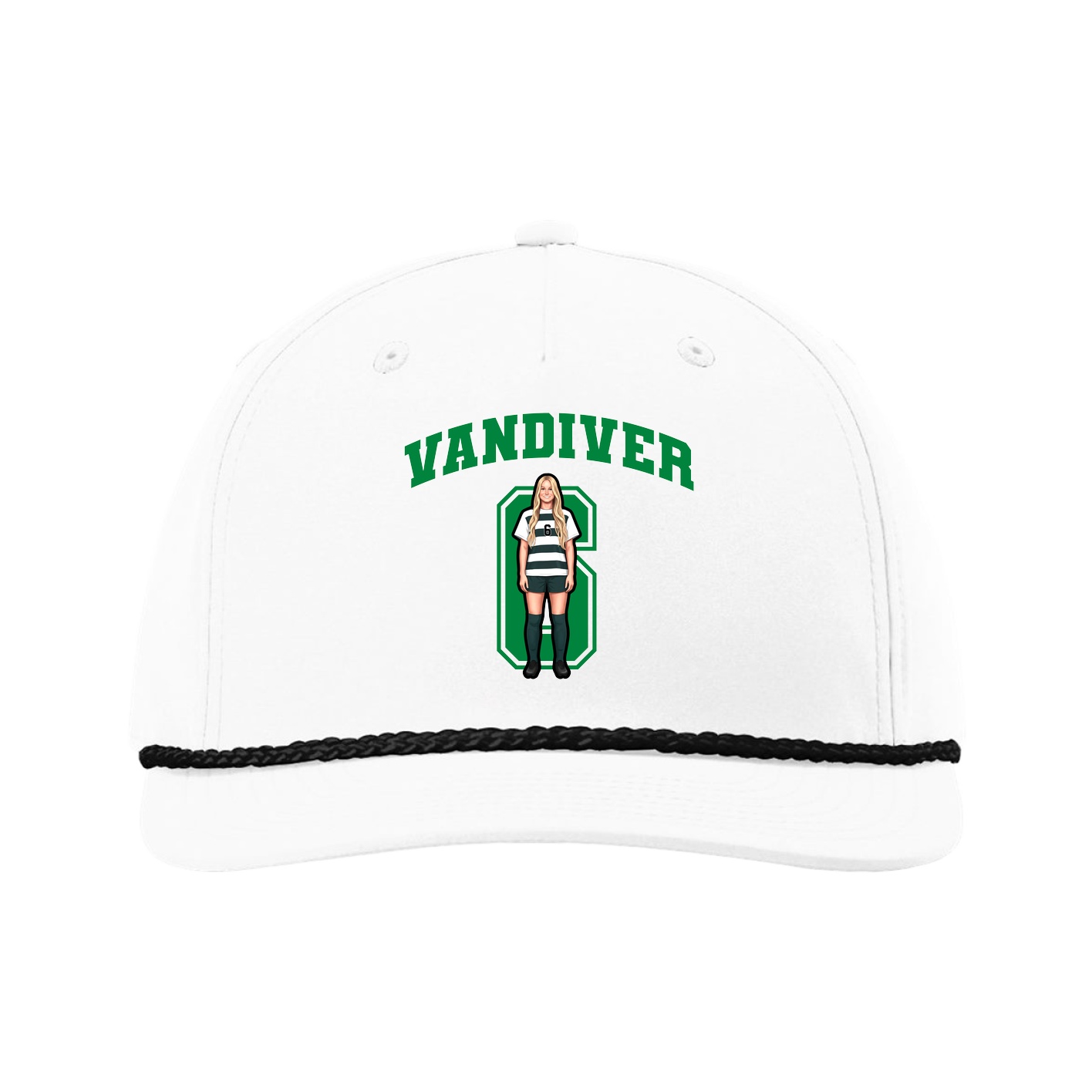 Five-Panel Classic Rope Cap — Number in White