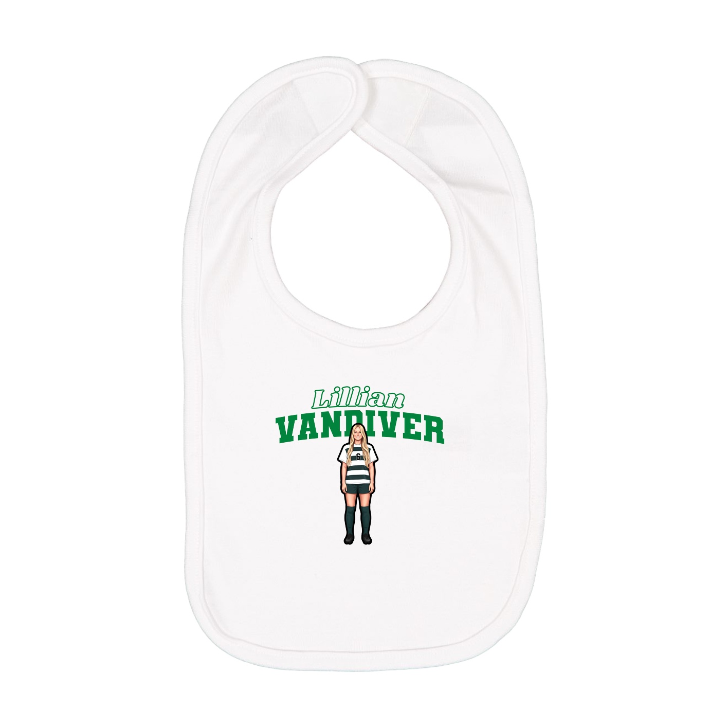 Infant Bib — Name Arch in White